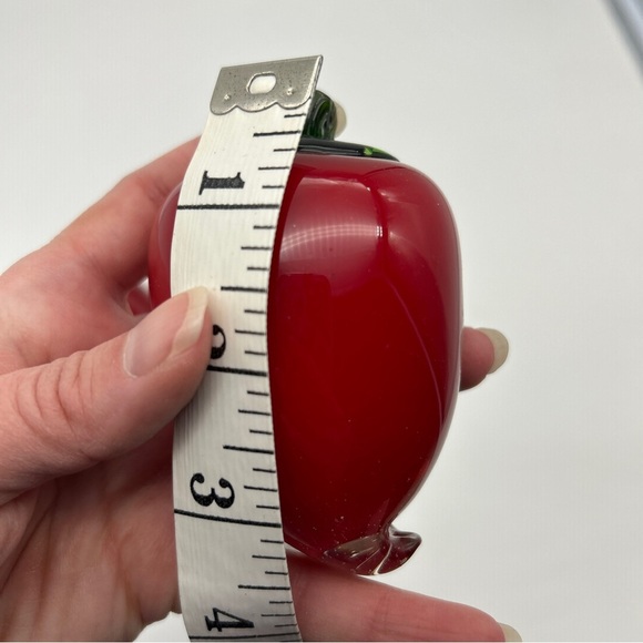 Set Of 2 Red Peppers Vintage Murano Style Art Glass Hand Blown Vegetable Fruit - Picture 3 of 13